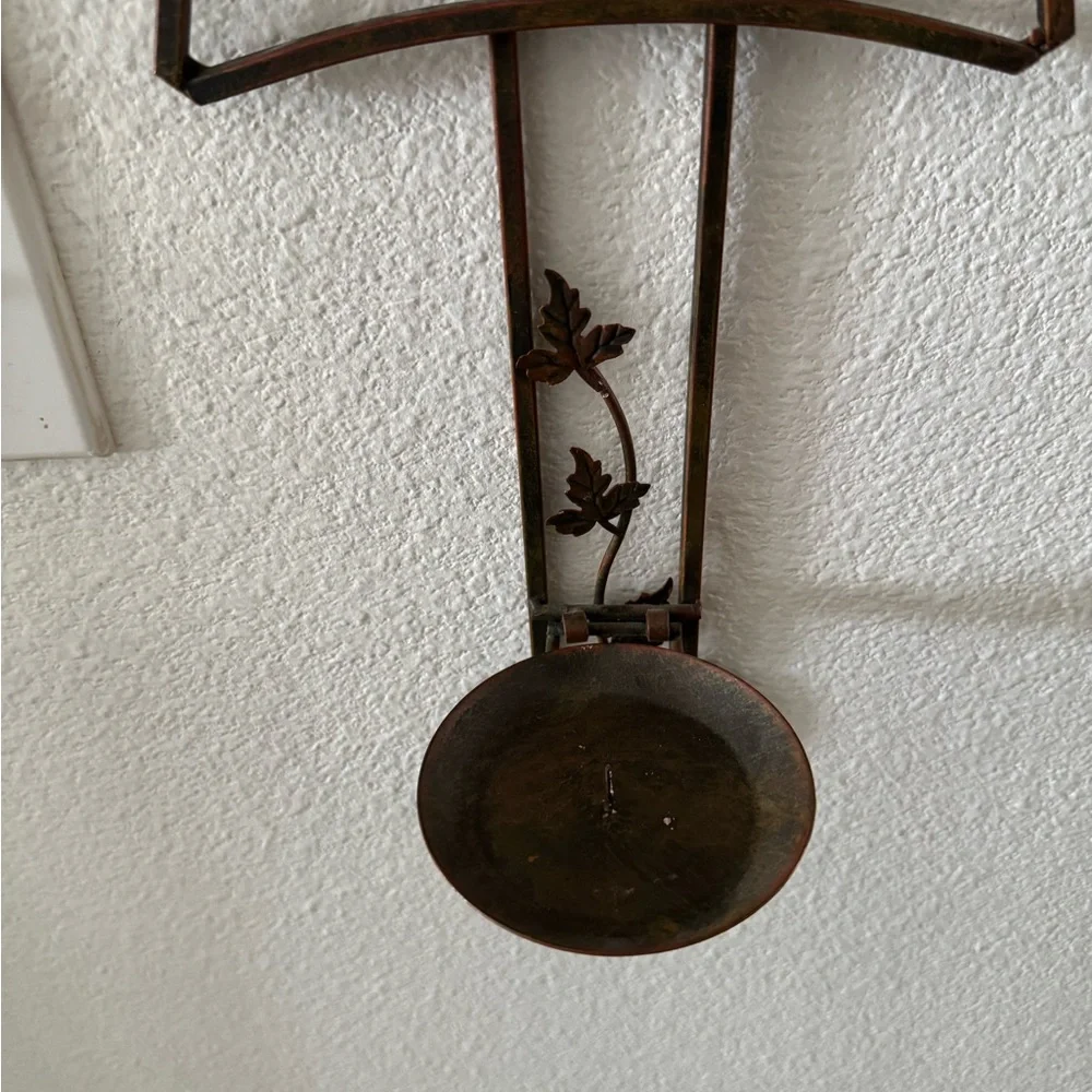 Decorative Metal Wall Cross with Candle Holder